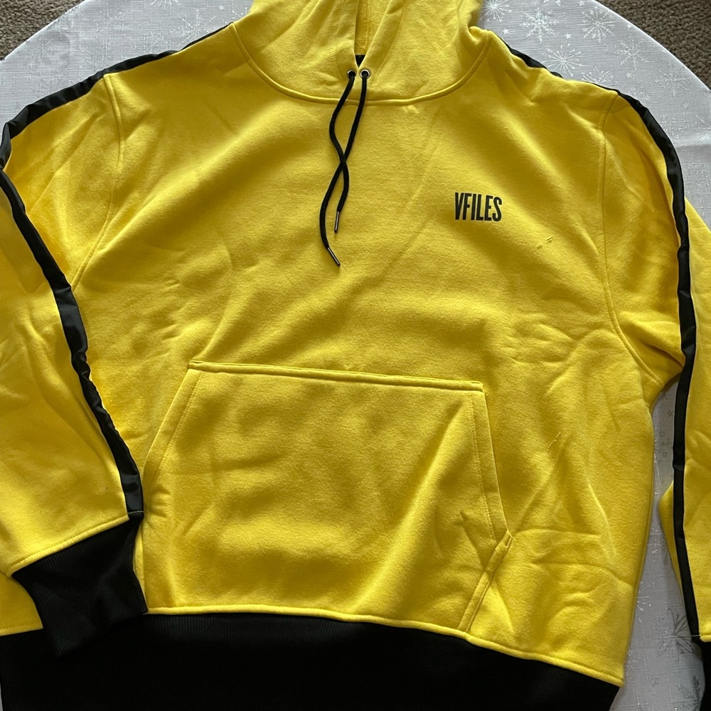 VFILES Yellow Hoodie with Black Accents (Distressed)